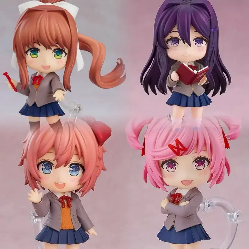 Q Version Doki Doki Literature Club Screen-Accurate Posable Plastic Anime Action Figures Set - Yuri, Monika, Sayori Unisex Otaku Style Collectible Figure Ornament, Gift Idea