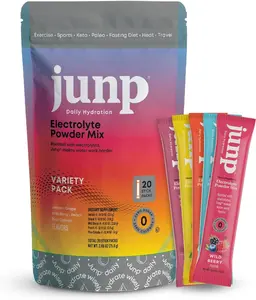 Junp Sugar-Free Electrolytes Powder Packets Lemon Flavor Instant Hydration Drink Mix with Salt & Potassium Zero Calories No Carbs Keto Friendly Electrolyte Powder Sticks for Water 5 Flavors 20 Pack Options