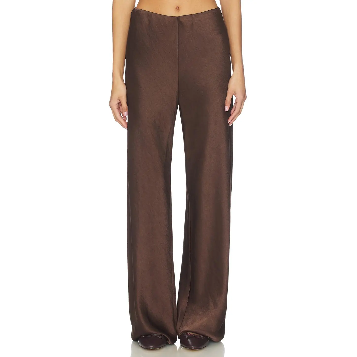 Vince High Waist Fluid Satin Bias Pant in Espresso