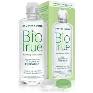 Biotrue Contact Solution, Multi-Purpose Solution with Lens Case, Cleans, Conditions, Hydrates, Disinfects, Removes Protein, Dirt & Debris, Contact Lens Cleaner & Storage, 10 Fl Oz (Pack of 1)