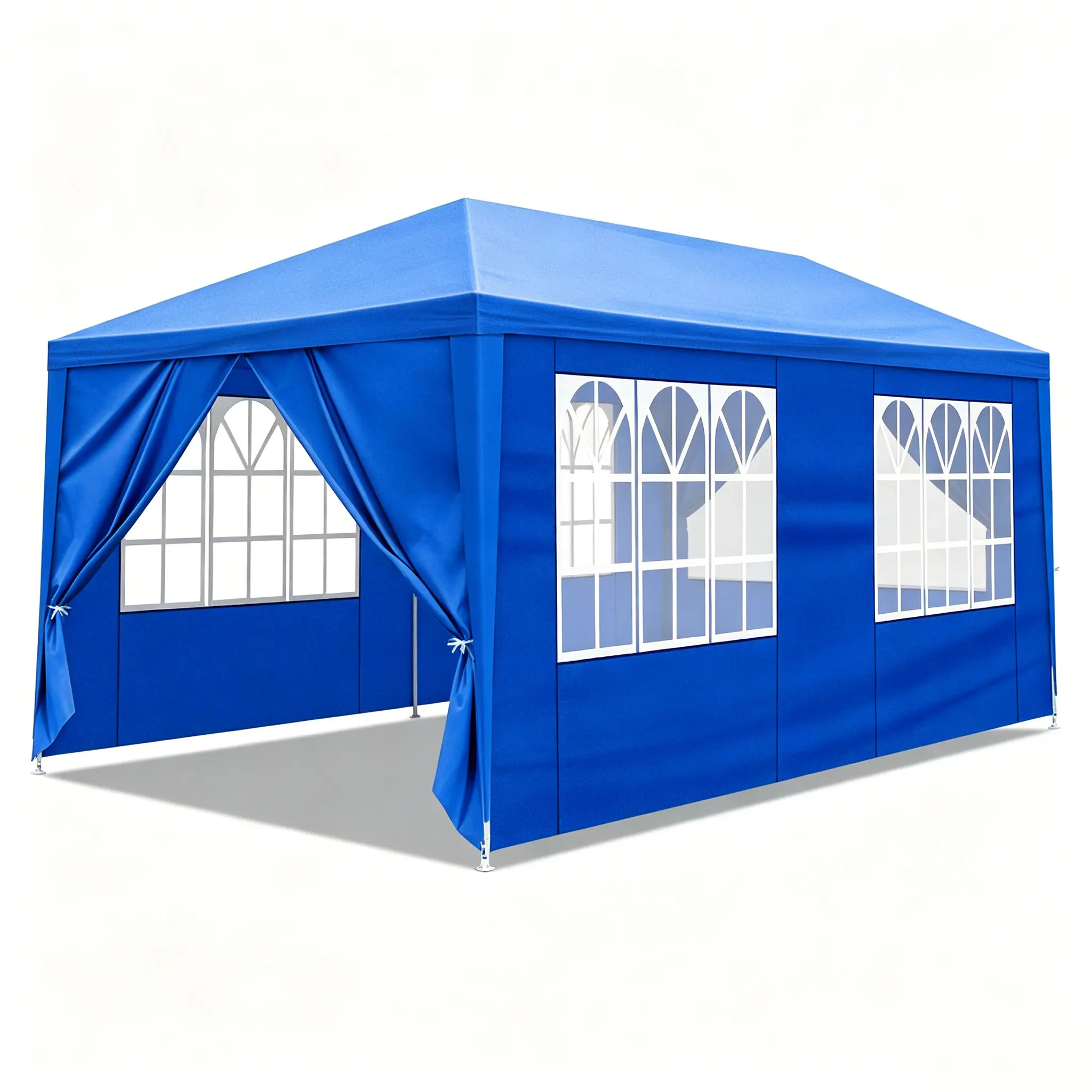 10×20ft Rectangular Iron Frame Tent - Stable, Large Size, Waterproof, Sun-Resistant, UV-Protected, PE Cloth Reinforced, Detachable Window Panels, Heavy-Duty Metal Patio Cover, Folding Canopy with Ground Pegs, 30-Guest Backyard Party Outdoor Shade
