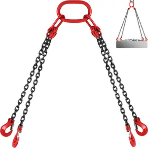 VEVOR Chain Sling, 5/16 inch x 5 ft Lifting Chains with Hooks, G80 Engine Chain Hoist Lifts, 11000 lbs/5 Ton Capacity Lifting Sling Chains for Engine Hoist, Engine Lift Chain with 4 Leg Grab Hooks