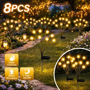8 Pack Solar Firefly Lights – 8 LED Swaying Garden Lights Outdoor Waterproof