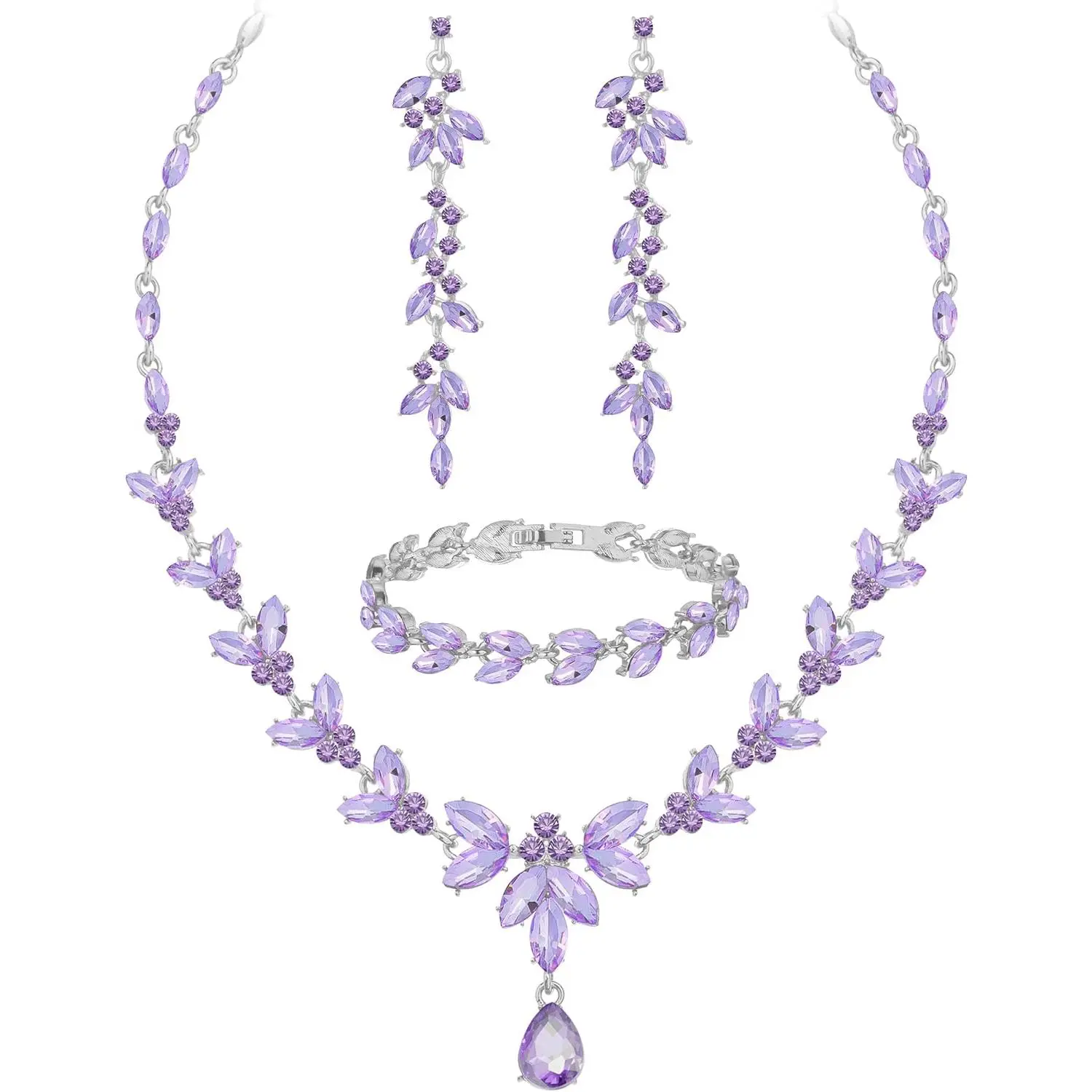 Wedding  Sets for Bride Bridesmaid Bridal  Set for Women Wedding  Necklace Earrings Bracelet Set for Party Prom