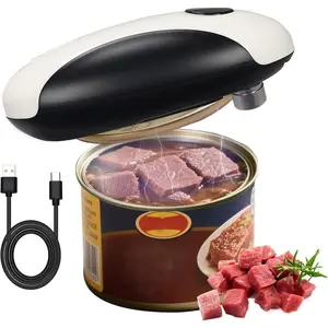 Rechargeable Electric Can Opener, Portable Automatic Side Can Opener, Food Safe Smooth Edge, for Seniors with Arthritis, Fits All Can Sizes (Black & White)