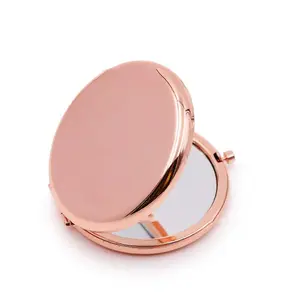 High Quality Double-Sided Compact Handheld Mirror, Portable Folding Makeup Mirror, Rose Gold Mini Pocket Mirror for Women Men