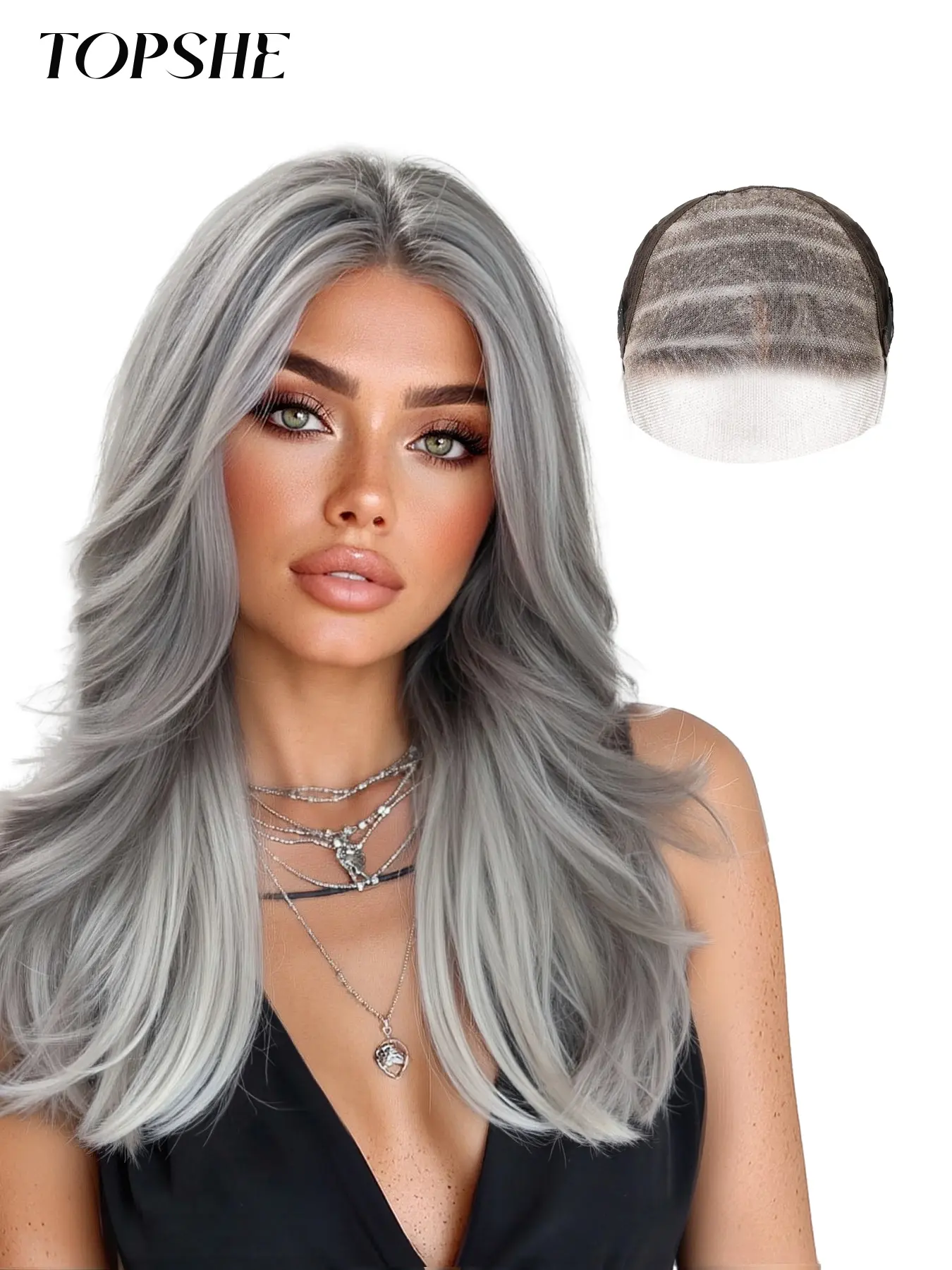 Elegant Long Curly Lace Wig, Breathable Hand-Woven Hair, Natural Look, Suitable for All Occasions, Medium Length, No Bangs, Glueless Curly Wig, Natural Looking Wig, Glueless Lace Wigs