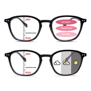 2 Pairs Of Photochromic Progressive Multifocal Reading Glasses And Progressive Multifocal Blue Light-Blocking Reading Glasses, Featuring a Spring Hinge Design, Suitable For Both Men And Women, With Sturdy And Durable Lenses.