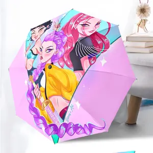 KPop Demon Hunters 43 anime pattern printed new umbrella, 1 self-folding umbrella, portable foldable travel umbrella, outdoor umbrella, Windproof Rainproof Umbrella, Christmas birthday festival gift