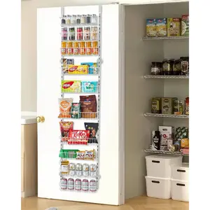 VEVOR Over the Door Pantry Organizer, 10-Tier Pantry Organization and Storage, Heavy-Duty Steel Hanging Spice Rack, Adjustable Wall Seasoning Shelves, for Home Kitchen Laundry Room Bathroom, White