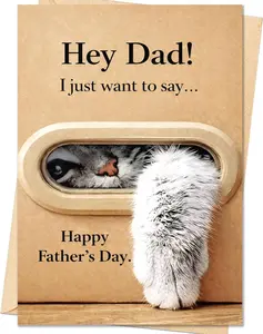 Funny Fathers Day Card for Dad,Father'S Day Cards Gifts Decorations from Daughter Son,Happy Fathers Day Card from Cat,Cute Cat Dad Father'S Day Decorations Gifts Smithtuy