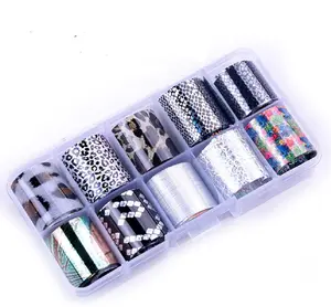 TIKA 10-Piece Holographic Nail Foils Set for Starry Sky Glitter Nail Art Transfer Designs
