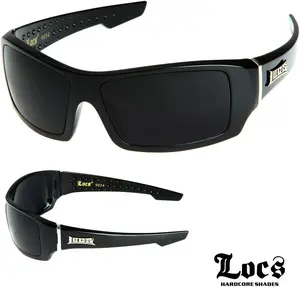 LOCS Rectangular Gangster Black Shades Mens Designer Sunglasses Cholo Dark Lens Does not apply