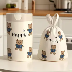 50/100 pack, 4 gallons, cute bear drawstring trash bags, thickened large size, multi-purpose high-density polyethylene disposable bags, suitable for kitchen, bathroom, bedroom, living room and toilet