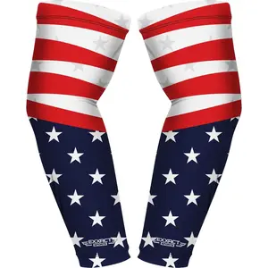 Exxact Sports 1 Pair Compression Arm Sleeves for Men Women, Breathable Baseball Arm Sleeve Football Sleeves Youth Adult - (USA Flag)
