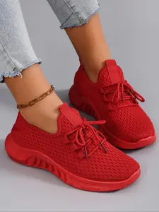 Women's Fashionable Lace Up Minimalist Sneakers, Casual Comfortable Breathable Lightweight Sports Shoes, Female All-match Low Top Shoes for Daily Wear, Trendy Walking Sneaker
