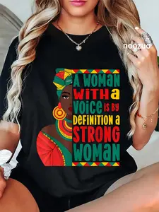 100% Cotton Black History Shirts for Women Black Queen Afro Queen T-Shirt