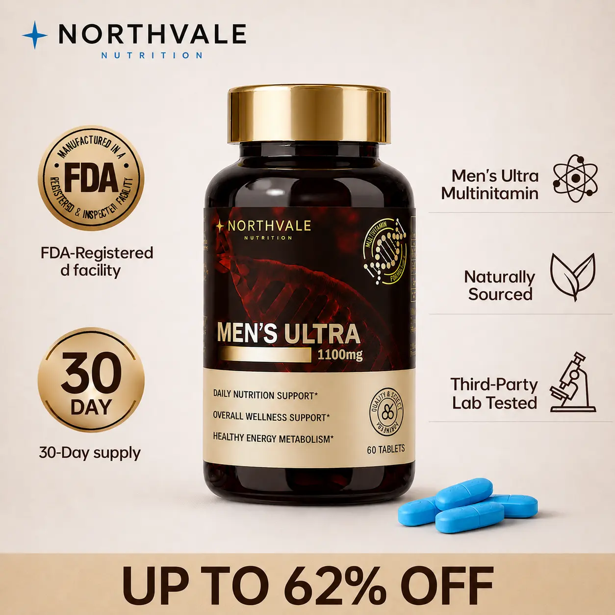 NorthVale MEN’S ULTRA Natural Multivitamin