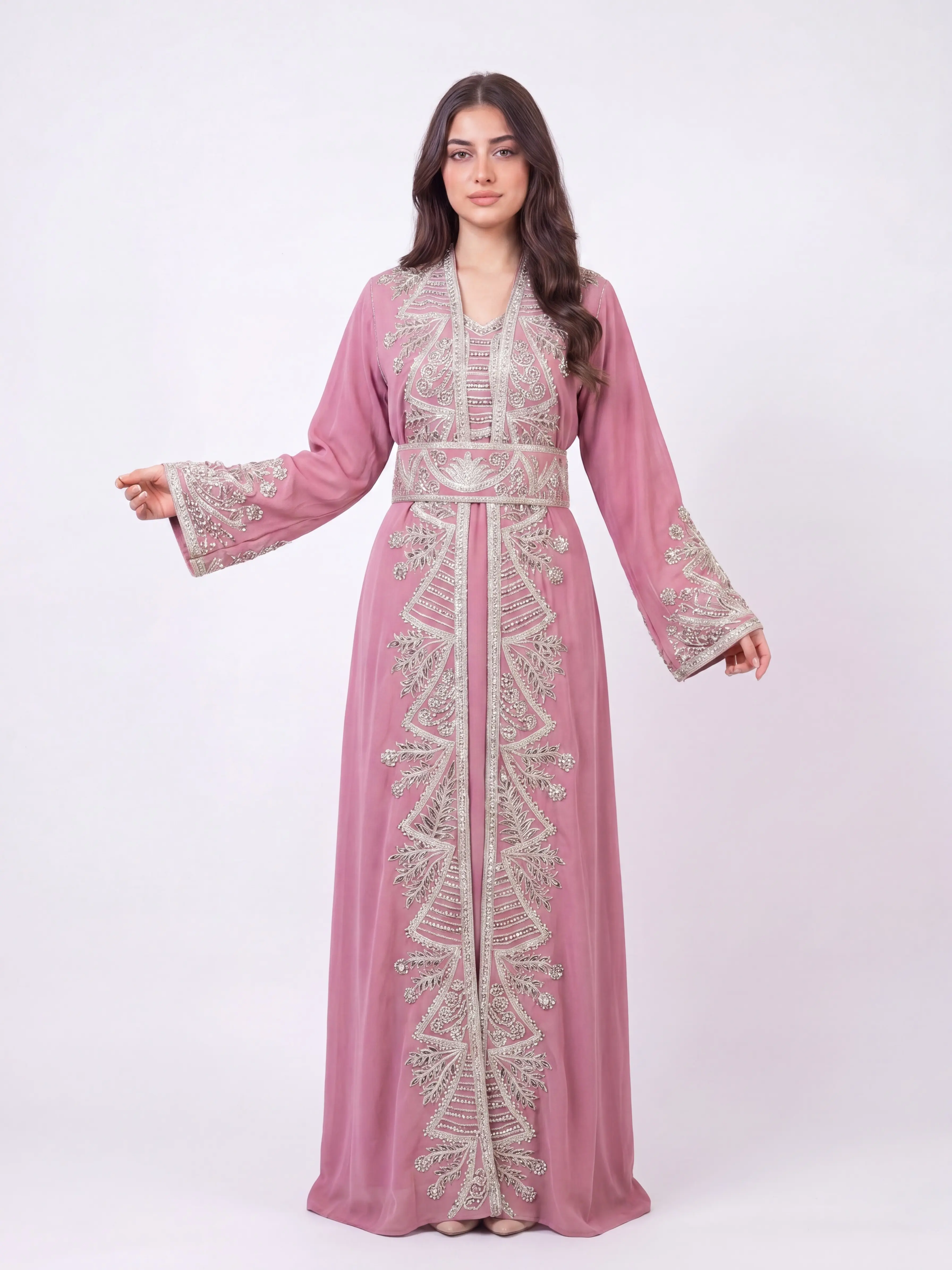 Afaf Embroidered Modest Kaftan for Muslim Women, Ethnic Print Gown, Formal Attire, Ideal for Eid, Ramadan Gifts for Her, Ethnic Print Kaftan