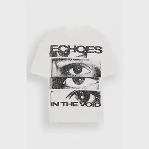 Men's Echoes In The Void Eye Graphic Cropped T-Shirt Vintage Distressed Print Boxy Crop Tee Y2K Grunge Streetwear Short Sleeve Top Cropped T-Shirt、Boxy Crop Tee