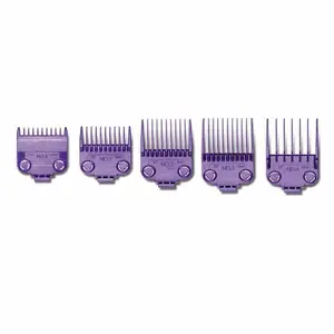 5-Piece Magnetic Clipper Guard Set with Dual Secure Snap-Lock, Durable Purple Guide Comb Attachments for Salon Haircare, Sizes 0-4 (1/16"-1/2")