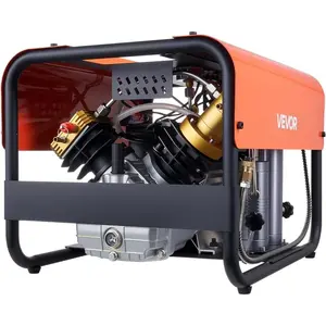 VEVOR PCP Air Compressor, 4500PSI/30Mpa Diving Scuba Tank Air Compressor, Double Cylinder Auto-Stop PCP Diving Compressor with Built-in Water Fan Cooling System for Paintball, Air Rifle, Scuba Tanks
