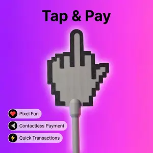 Pixel Art Vertical Middle Finger Contactless Payment Stick, Fun Inductive Payment Accessory for Hygienic Transactions