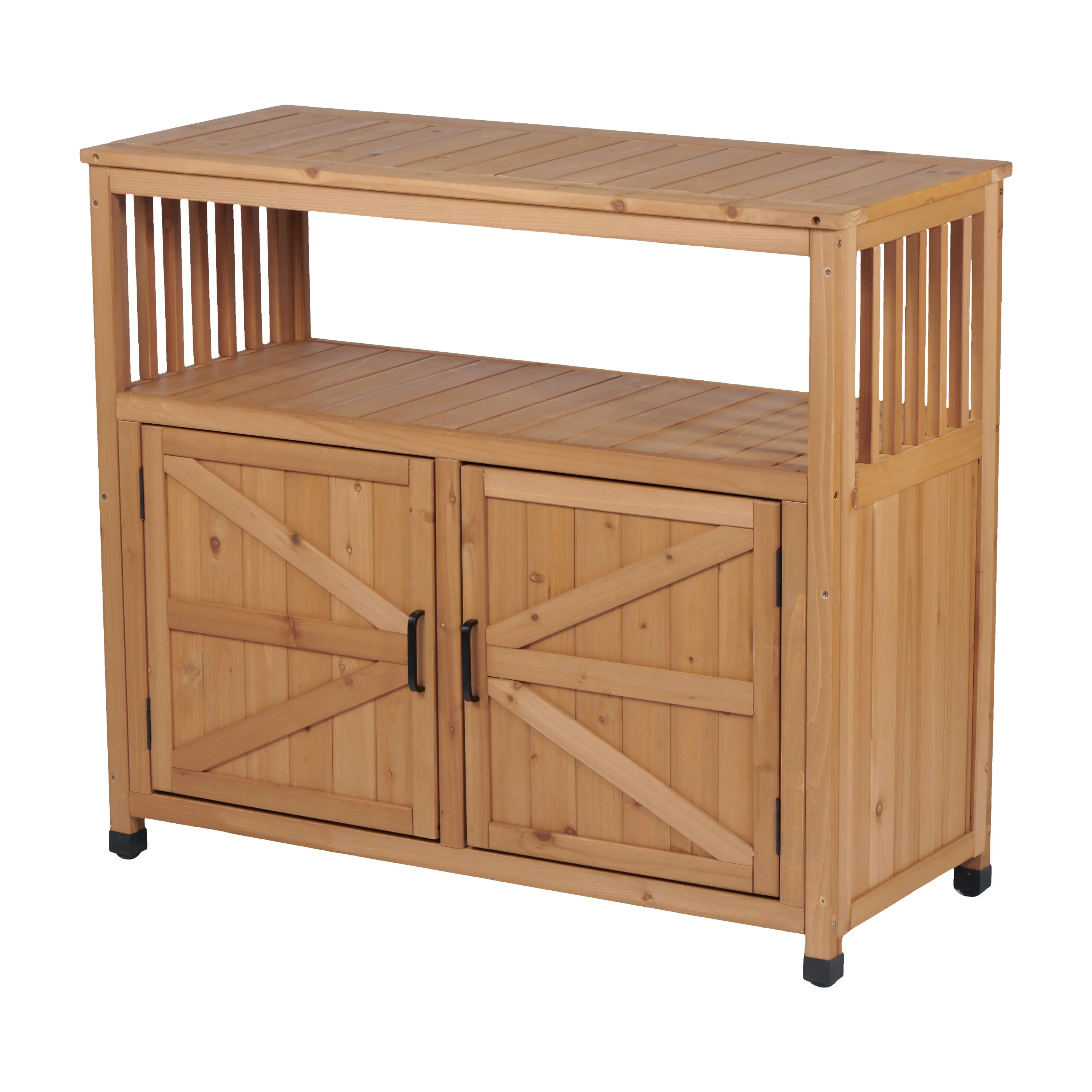 DONEXT Wooden Patio Bar Table Set with Storage Buffet Cabinet Sideboard, Multi-Functional Patio Furniture Sets, Weather-Resistant Outdoor Use Option, Stable Indoor-Outdoor Furniture, Outdoor Furniture Set