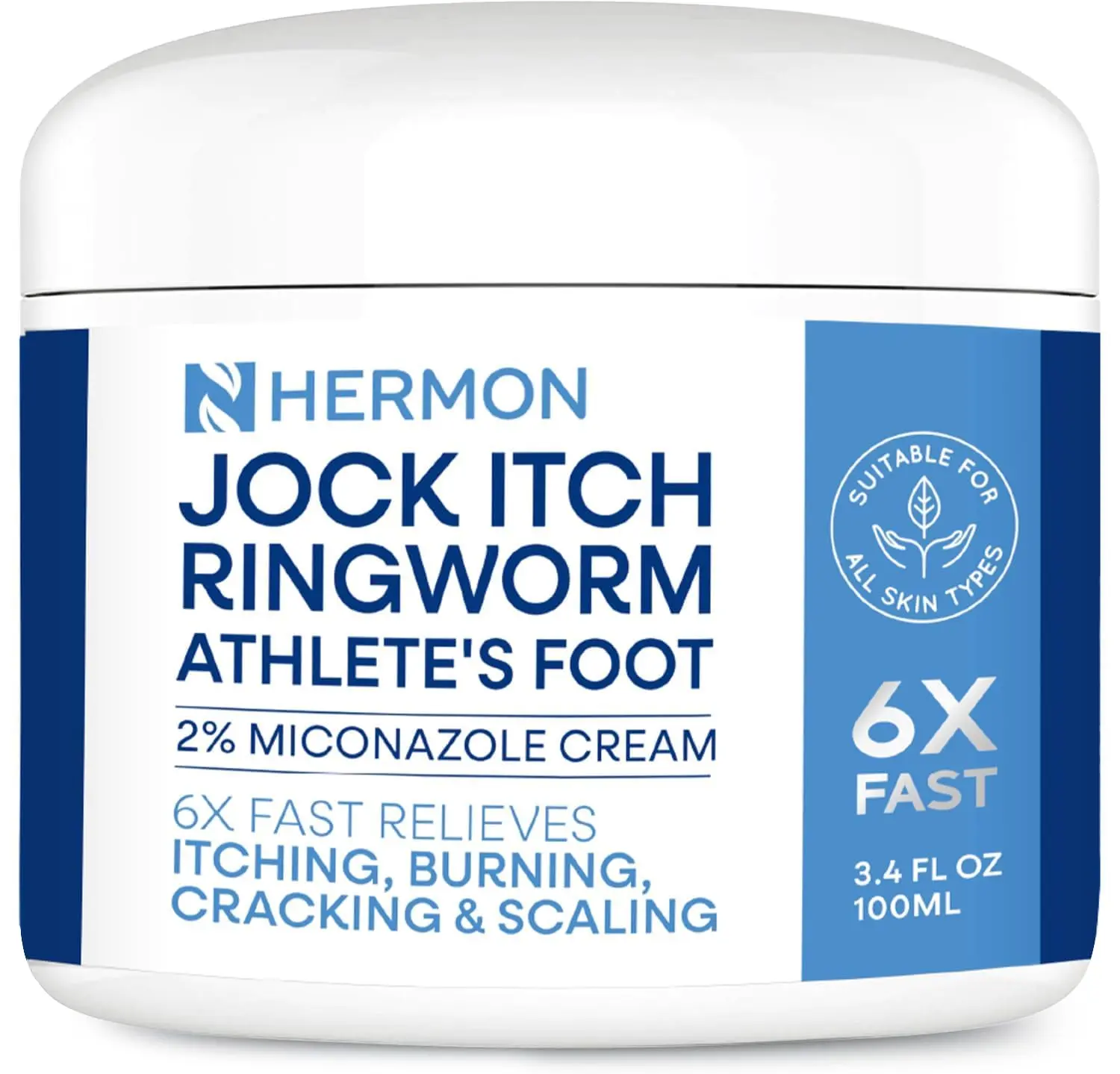 Hermon Antifungal Jock Itch Soothing Ointment (3.4 oz/100g) - 2% Miconazole, Paraben-Free, Natural, Glycerin-Infused Gentle Body Moisturizer for Sensitive Skin, Relieves Jock Itch & Psoriasis, 18-Month Shelf Life, Single Item