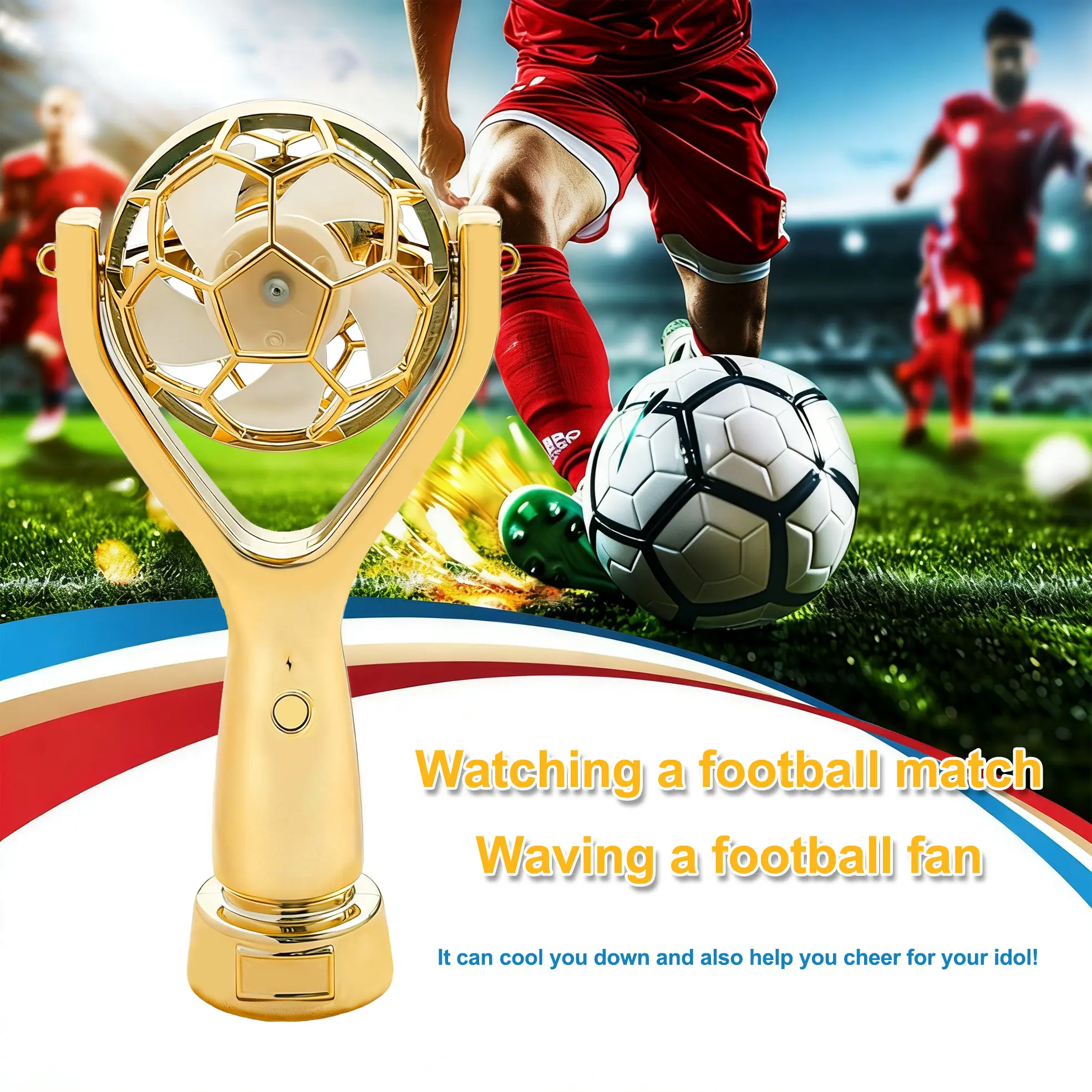 USB- Football Fan - USB- Portable Cooling Fan with Board, Low Voltage (USB- Suitable for Desk, Bedside, Camping - Cute Football-Shaped Cooling Fan for s &