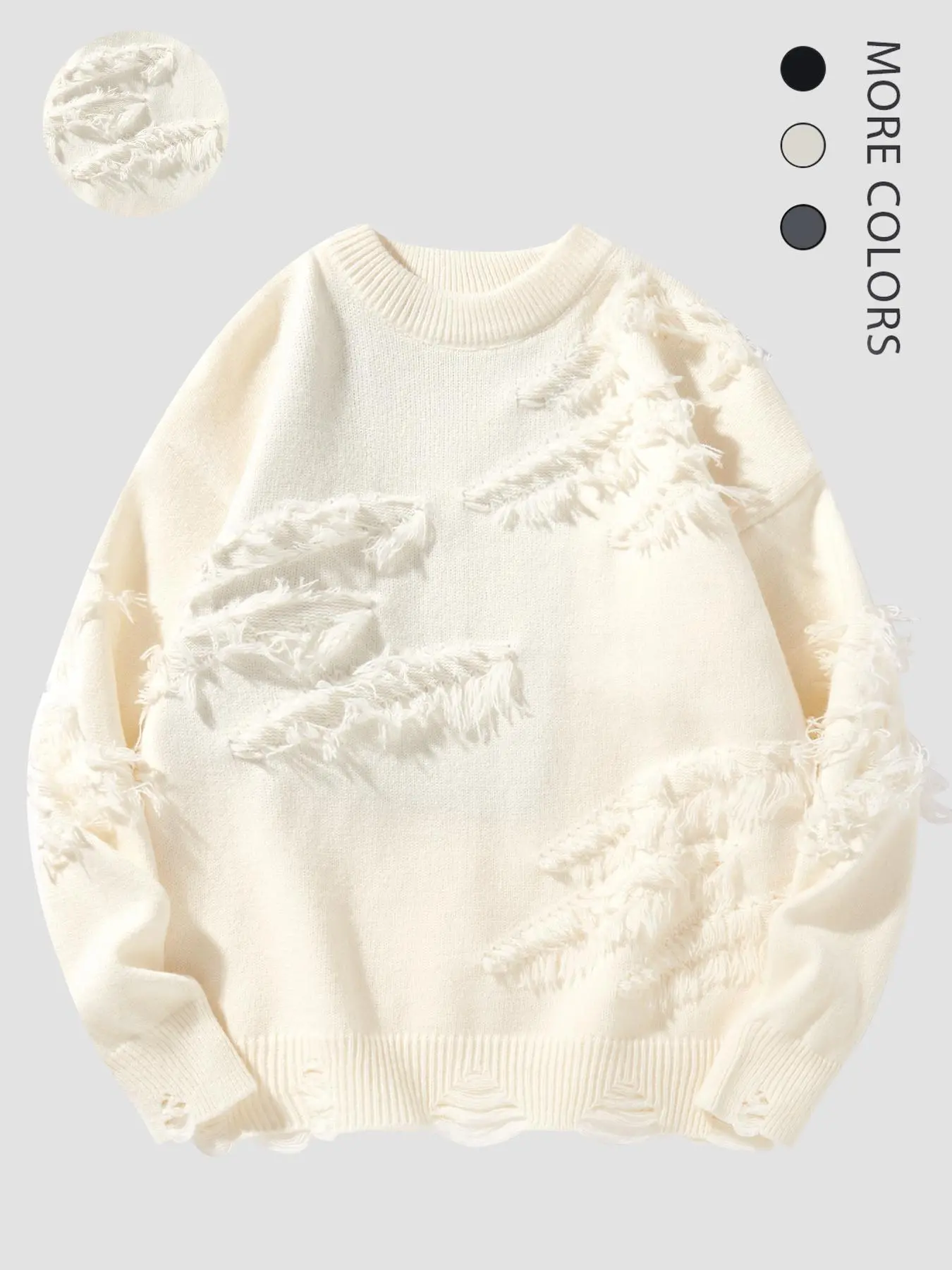 Men's Ripped Drop Shoulder Sweater, Men's and Women's Lazy and Versatile Ins Style Casual Fashion Knitted Pullover for Fall & Winter, Fashion Men's Knitwear for Daily Wear