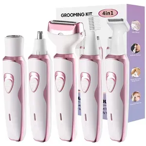4 in 1 Women Electric Shaver Bikini Trimmer With Dual Head for Women IPX7 Waterproof Face & Body Silky Smooth Hair Removal USB Rechargeable Lightweight Epilator Electric Razors for Bikini Underarm Leg Arm Body Face