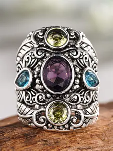 1 PC Retro Style Cubic Zirconia Scrolling Ring For Women For Wedding Engagement Party Jewelry Valentine's Day Gift Vintage Synthetic Zircon Rings