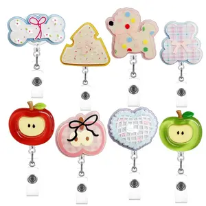 Cartoon Fruit Badge Roll Extensible Name Tag Lanyard, Doctor Nurse Office Supplies, 1/2/8pcs Badges Clips, Versatile Identification Tags