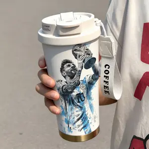 1 Pc 19/24/32oz stainless steel double wall insulated mug, Tumbler, with handle, leak proof lid travel thermal, soccer champion print, keep warm 12h cold 24h, hot cold drinks, gift for men and women, holiday