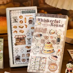 24 Pcs Japanese Cat Theme Sticker Box, Diary Sticker, Handmade Decorative Scrapbook Material, Creative DIY Craft Kit for Journals Notebooks Albums Cups Greeting Cards, Crafts Kit