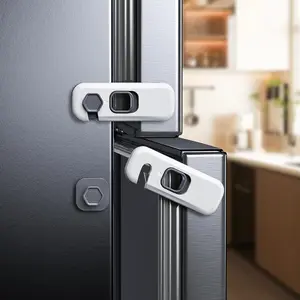 5 Pack  Proof Refrigerator Lock, Fridge Locks for  with Sticky Adhesive Pads,  Safety Locks for Doors, RV Refrigerator, Oven Lock  Safety  Cabinet Locks (Grey)