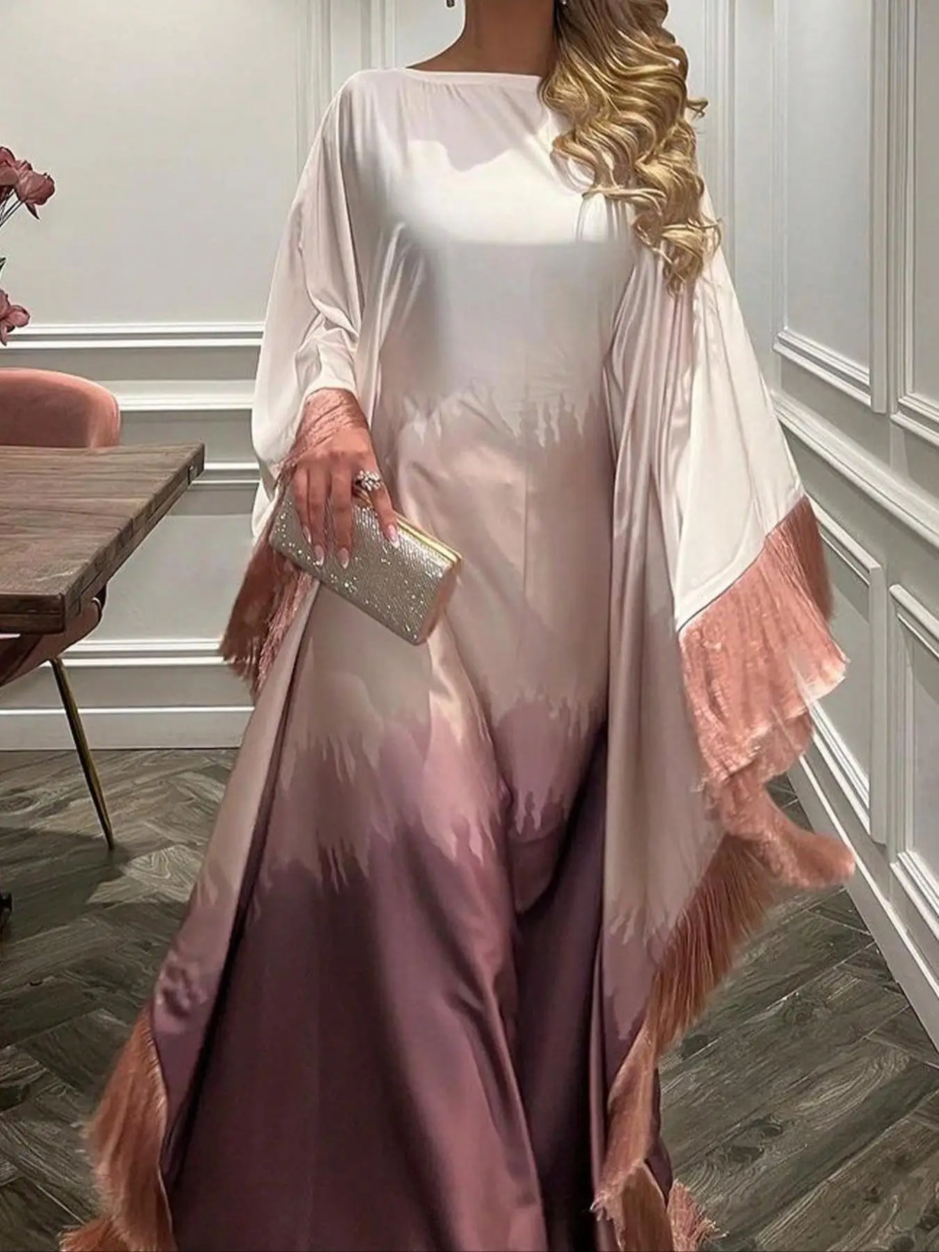 Women's Tie Dye Print Dresses, Elegant Casual Long Sleeve Outerwear for Daily Wear, Ladies Islamic Clothing for All Seasons