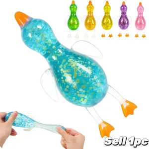 Glitter Duck Squishy Sugar Stress Ball - Soft Slow Rising Fidget Toy, Kawaii Squishy Stress Balls, Party Favors, Easter Basket Stuffers