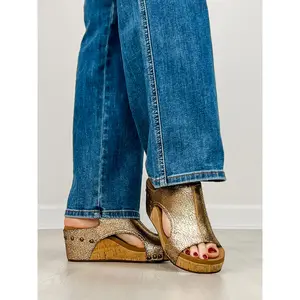 Corkys Carley Wedges in ROSE GOLD CRACKLE