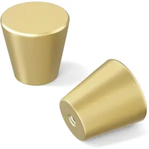 10 Pack Gold Brass Knobs for Dresser Drawers and Kitchen Cabinets, Modern Cabinet Hardware