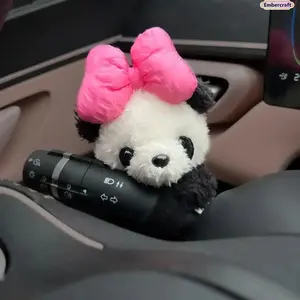 Cute Panda Car Tissue Holder, Plush Car Tissue Box Cover for Women and Girls, Kawaii Interior Car Decor Accessory for Seat Back, Sun Visor or Armrest, Soft Cartoon Auto Decoration for Daily Driving and Gift Use