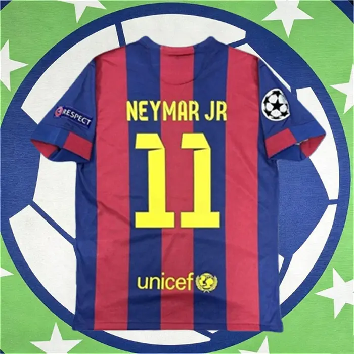 14-15 Home Red Blue No.11 Neymar Short Sleeve Soccer jersey