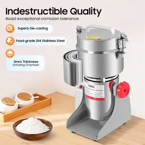 1000g Electric Grain beans Mill Grist Mill 3600W Commercial Spice Grinder 30000r/min Corn Dry Grinder Machine 304 Stainless Steel Powder Machine for Herb Spice Cereals (1000g)