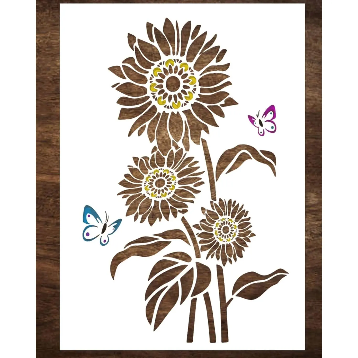 Large Sunflower Stencil for Painting on Wood (12x17 Inches) - Boho Floral Stencils Crafts Reusable Canvas Furniture Fabric Flower Walls