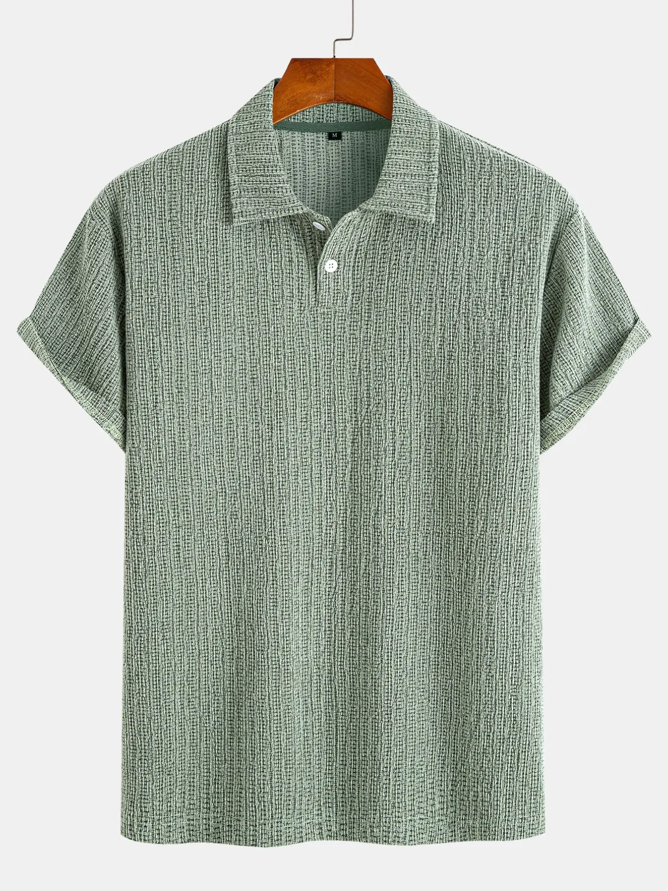 Men's Stretch Knit Jacquard Short Sleeve Polo Shirt, Casual Polo Shirts, Classic Fit Casual Golf Polo, Comfortable Daily Wear Top Everyday Shirt for Men