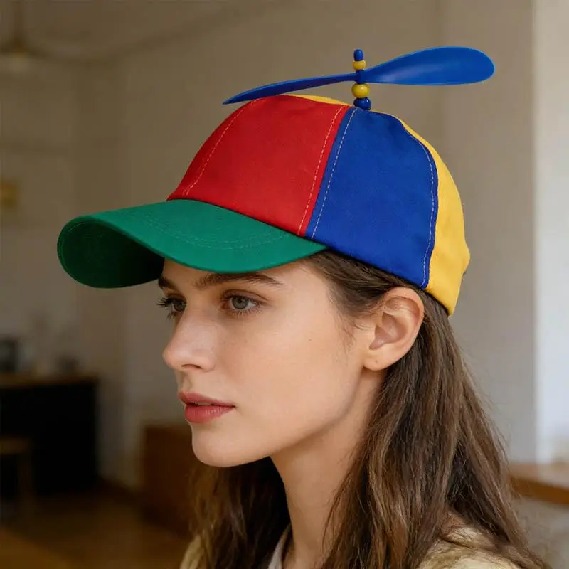 Unisex Propeller Baseball Cap, Vibrant Rainbow Cotton Design with Adjustable Fun Fit, Lightweight Wear for Festivals and Parties, Custom Fit, Cheerful, Funny, Funky Unique Accessories, Playful, Unisex Fun Fit