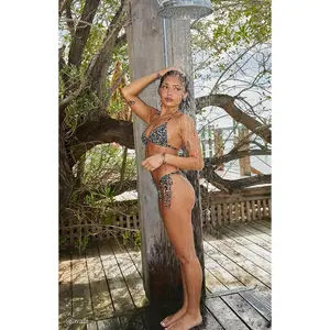 Pacsun Women's Leopard Tessa Double Tunnel Curtain Side Tie Cheeky Bikini Bottom