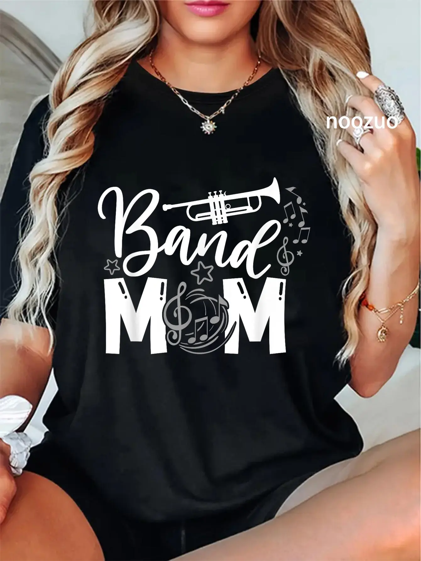 100% Cotton Band Mom Proud Band Mom Musical Marching Band Trumpet T-Shirt