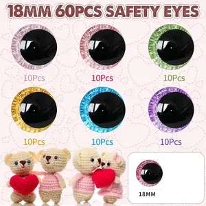Pack Of 60 Colorful Plastic Crystal Eyes,Doll Plastic Eyes with Washers, Used for Making Plush Animals And Teddy Bear Crafts, Supplies for Plush Toys And Dolls